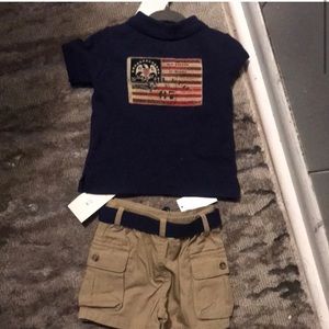 Super Cute 2pc Polo Shorts Set .